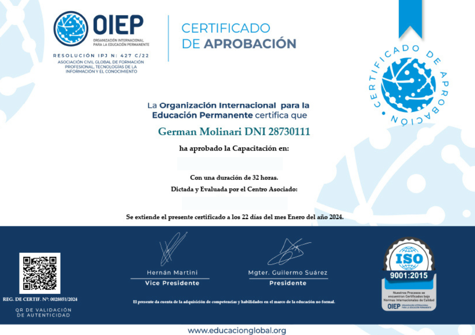 Máscaras venecians certificado oiep